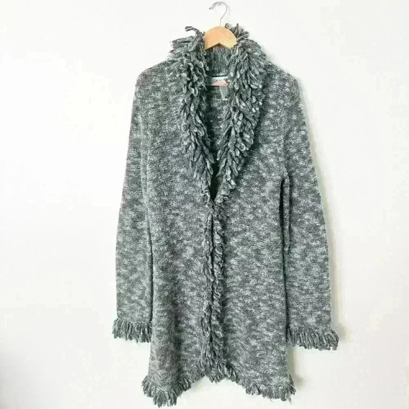 Vintage Nine West Y2K 90s Wool Fringe Cardigan MEDIUM Penny Lane Career Modest - Picture 5 of 8